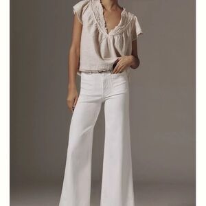 FRAME Le Slim Palazzo Jeans 31 White High Rise Wide Leg Quiet Luxury